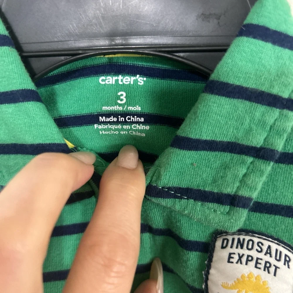 Carter's Green and Black Striped Bodysuit